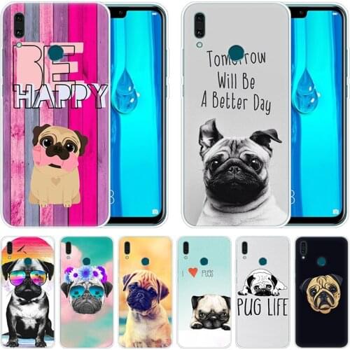 Luxury Soft Silicone Case Cute Dog PUGS for Huawei Mate 30 20 Lite 10 Pro Y5 Y6 Y7 Pro 2019 Y9 Prime 2019 2018 Y6 Pro 2017 Cover