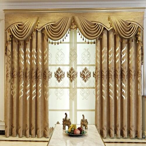 European Style Curtains for Living Dining Room Bedroom High-end Jacquard Chenille Fabric Curtains Finished Product Customization