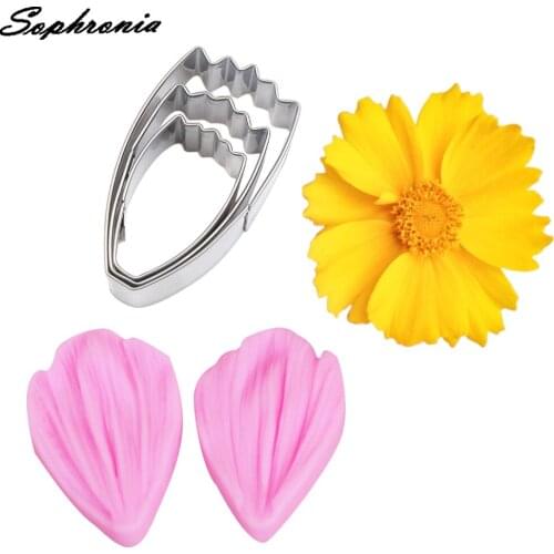 Flower Daisy Petal Veiner &Cutter Silicone Mold Fondant Mould Cake Decorating Tools Chocolate Gumpaste,Sugarcraft Mold CS212