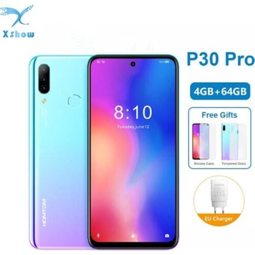 Original HOMTOM P30 Pro 6.41 Inch Android 9.0 Mobile Phone MT6763 Octa Core 4GB 64GB Rear 13MP Triple Cameras Smartphone