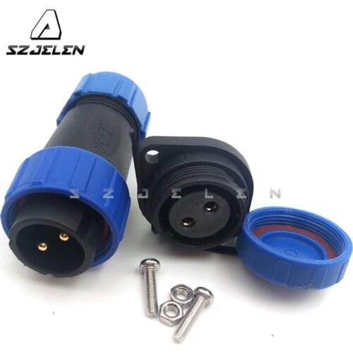SP2110/SY2113, 2pin Male female Outdoor waterproof panel mount 21mm LED power, Welding panel installation waterproof connector