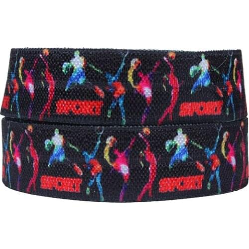 Sport patterns heat transfer black fold over elastic