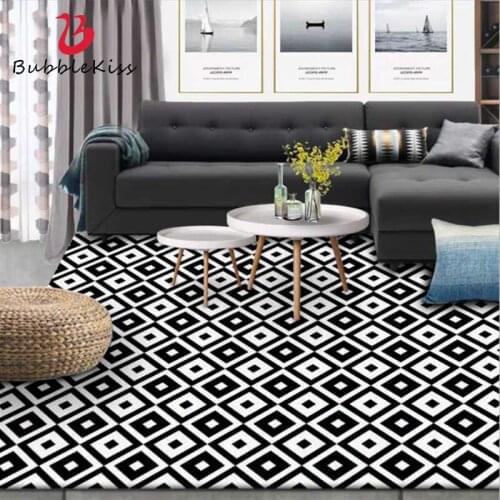 Stylish Modern Large Carpet Bedroom Decor Simple Black And White Geometric Lattice Carpets For Living Room Bedroom Area Rugs