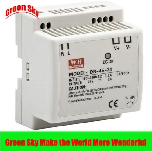 New Arrival High Quality Voltage Transformer LED Display 45W DC Single Output power supply 24v din rail