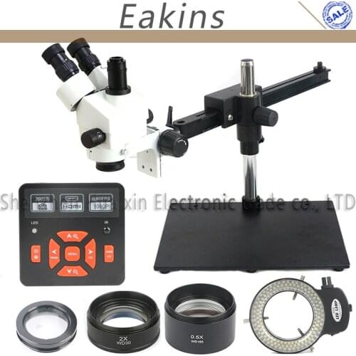 Simul-focal Trinocular Stereo Microscope 3.5~90X Guide Stand+20MP HDMI Video Microscopio Camera+144 LED Light 0.5X/1X/2X Lens