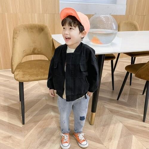 2021 Black Spring Autumn Coat Outerwear Top Children Clothes Kids Costume Teenage School Boy Clothing High Quality