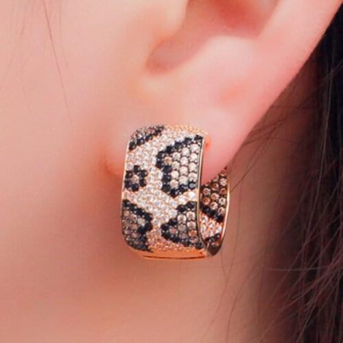 Zlxgirl jewelry brand Brown peach leopard wedding earrings jewelry hight Dubai Gold color copper ears piercings bijoux