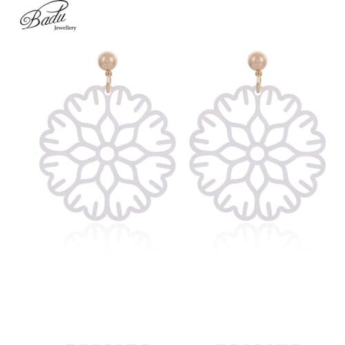 Badu Big Acid Acrylic Earrings Round Drop Earrings for Women Flower Dangle Earrings Korea Jewelry Wholesale 2018 New Fashion