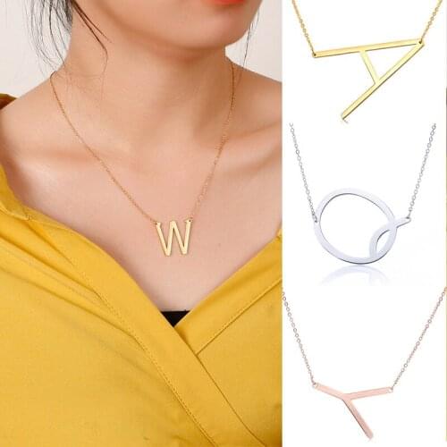 Unique Star Women Fashion Initial Necklace Wholesale 100% Stainless Steel Letter Necklaces A-Z 26 Letters Jewelry Dropshipping