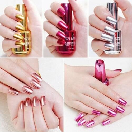 18ml Metallic Nail Polish Magic Mirror Effect Chrome Nail Art Polish Varnish Chrome Flakes Pigment Dust Decorations Manicure