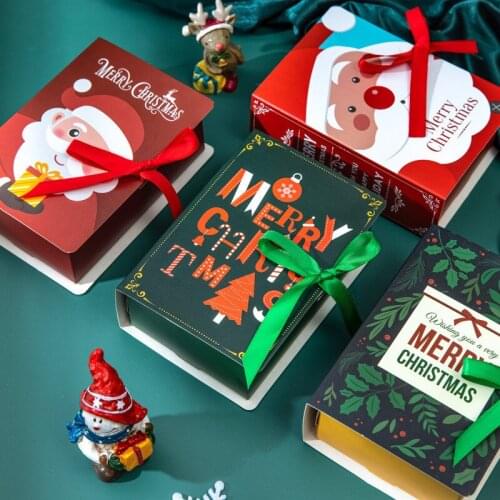 20 Pcs 2021 New Christmas Candy Gift Box Carton Creative Flip Series Candy /Chocolate Box Bow Decoration Christmas Supplies