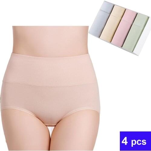 4pcs/Lot Women Cotton Underwear Sexy Soft Comfortable Briefs Abdomen Hip Lift Antibacterialt Panties Female Underpant