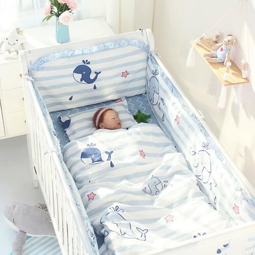 5pcs/Set Baby Crib Bedding Set Newborn Bumpers Cot Protector Baby Room Decoration Soft Crib Protector for Kids Cot Cushion