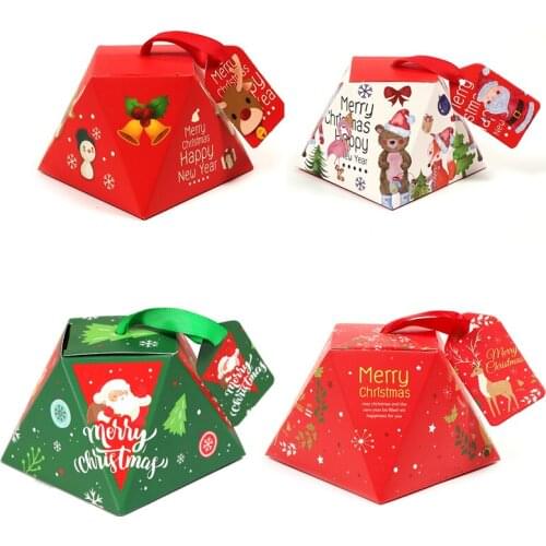 50PCS Christmas candy Wrapping Paper Merry Christmas Candy Box Bag Christmas Tree Gift Box With Bells Paper Box Gift Bag