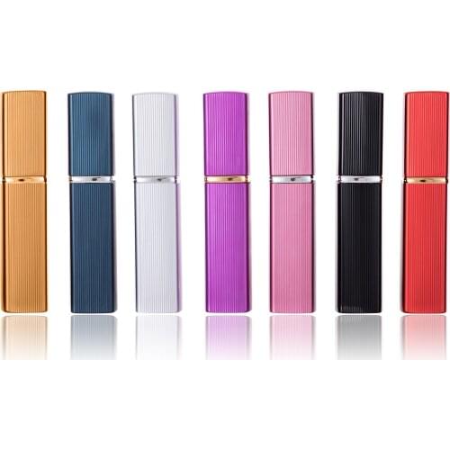 6ML Refillable Perfume Bottle Portable Bottle With Spray Pump Empty Cosmetic Container Rectangular Striped Spray Bottle Travel