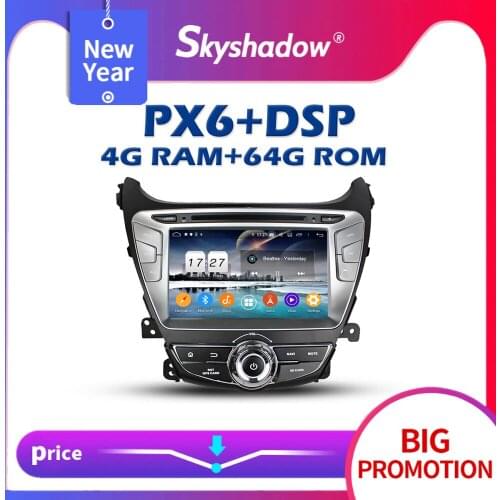 PX6 DSP IPS Android 10.0 4GB + 64GB Car DVD Player AHD GPS map RDS Radio Wifi Bluetooth 5.0 Stereo For Hyundai Elantra 2014 2015