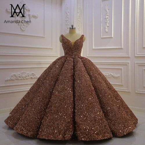 Robe Cap Sleeve Sparkle Glitter Ball gown Prom Wedding Dress