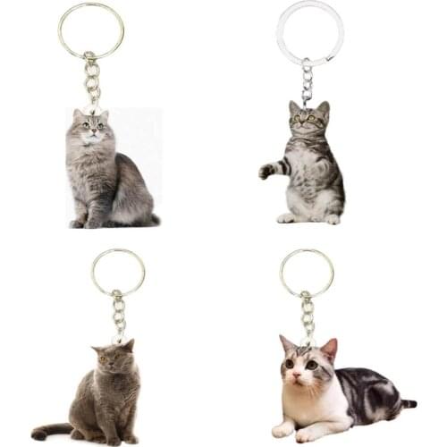 Cat Acrylic British Shorthairs Keychain on The Backpack 4pcs/set Animal Fashion Cute Charm Key Ring for Boyfriend Gifts Keyring