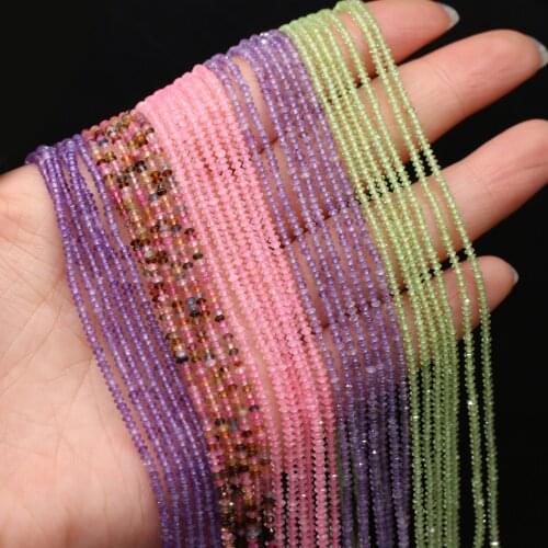 Faceted Natural Abacus Shape Amethysts Rose Quartzs Loose Beads For Necklace Bracelet Women Jewelry Making DIY Gift Size 1x2mm