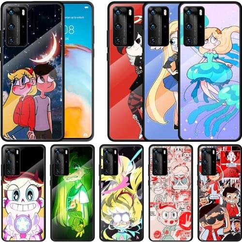 Tempered Glass Cover Anime Cute Star Princess Marco For Huawei P40 P30 P20 P10 Pro Plus Lite 5G 2019 Phone Case