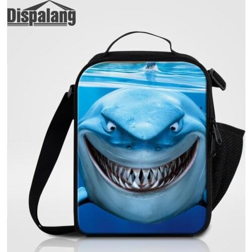 Dispalang Children Cooler Lunch Bag Animal Shark Dolphin Printing Food Storage Bags For Student Women Messenger Bag For School