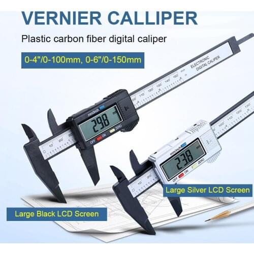 Carbon Fiber 150mm 100mm Electronic LCD Digital Ruler Caliper Dial Vernier Gauge Micrometer Measuring Instrument Depth Tools