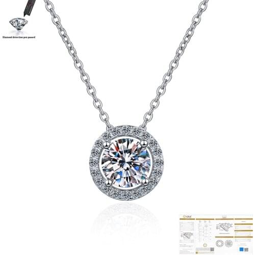 Classic Moissanite Pendant for Daily Wear 0.5ct to 2 Ct Real Chinese Moissanite Necklace Pendant Gift for Girl