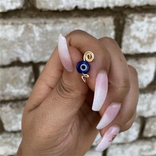 Evil Eye Nose Ring Handmade Copper Plated Real Gold Nose Ring Punk Fake Nose Ring Cuff Nose Nail Nose Piercing Snag Jewelry