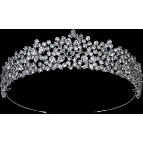 Tiaras and Crown HADIYANA Brillante Exquisite Women Wedding Hair Accessories Jewelry Crown Cubic Zirconia BC5713 Corona Princesa