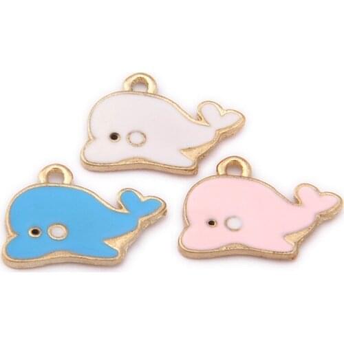 Mini Order 10pcs 20*13MM Kawaii DIY Jewelry Charms Animal Whale Shape Enamel Alloy Drip Oil Bracelet Earring Keyring Pendants