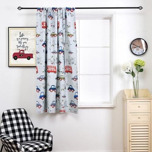 Cartoon Car Polyester Fabric Rod Style Blackout Curtains for Children Living Room Bedroom Shades Home Decor
