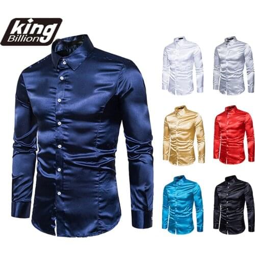 EU Size 2021 New Casual Mens Fashion Lapel High Quality Leisure Fashion bright Long sleeve Shirt Slim Fit Social Dress