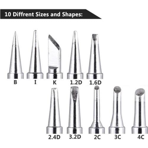 10 in 1 900M Soldering Iron Tip Tool For Hakko 936 Soldering Station For saike 898d 852d ATTEN Solder Welding Tips