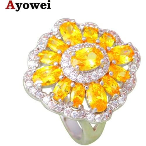 New Arrival Zircon Rings Silver Stamped Yellow Zirconia Fashion Jewelry Party & Prom Rings USA sz #6#7#8#9#10 JR2115A
