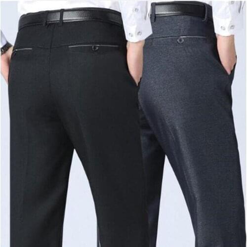 New Middle-aged mens business casual pants spring autumn trousers loose mens straight pants Size 29-40
