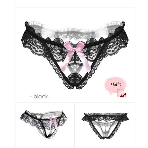 New Sexy Bikini Panties Butterfly Lace Underwear Pearl Chain Couple Flirt G-String Panties Body Jewelry For Women Bikini Panties