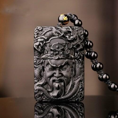 Natural Black Obsidian Hand-Carved Dragon Pendant Beads Necklace Fashion Charm Jewellery Lucky Amulet Gifts for Men Women