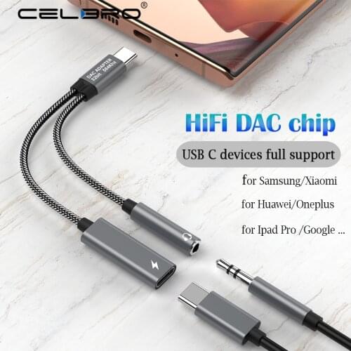 2 In 1 USB C To 3.5mm Headphone Jack Adapter Type C Charge Audio Aux Adaptor for Samsung S20 Ultra Note 20 10 Plus S21 Ipad Pro