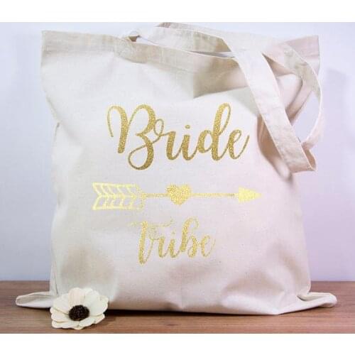 Personalize Wedding Bride Tribe Bridesmaid Maid of Honor birthday party Canva Tote Bags company gift bags clutches