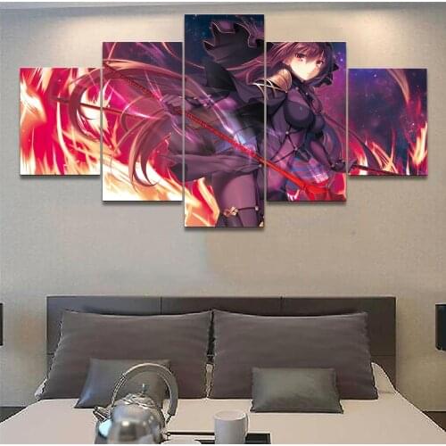 5 Pieces Print Poster Canvas Painting Anime Fate Grand Order Scathach Modern HD Print Canvas Printed Home Wall Art Living Room