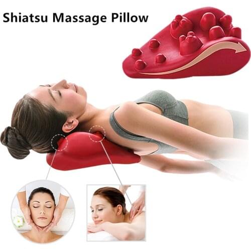 Red Waterproof Cervical Spine Massage Pillow Simulate Human Acupressure Relief Head Neck Back Fatigue Multi-part Shiatsu Massage