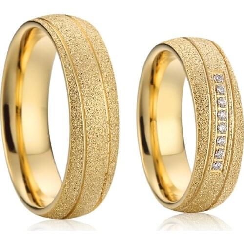 18k Yellow Gold Emery Plated Love Alliances Couple Wedding Band Rings For Men And Women Promise Anniversary Marriage Ring 2021