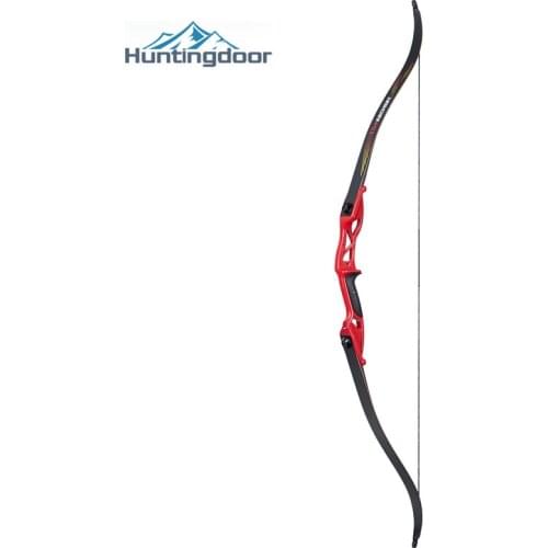 56 Inch Recurve Bow Take-down Hunting Bow Beginner Right Hand Bow Red Metal Handle Riser Section for Shooting Archery