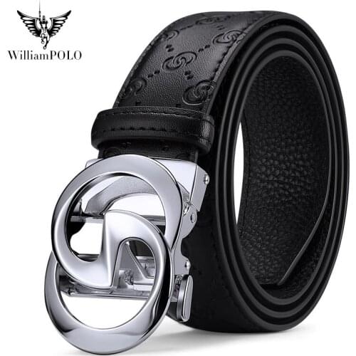 WILLIAMPOLO mens belts mens fashion automatic buckle layer cowhide joker mens belts business leisure youth belts