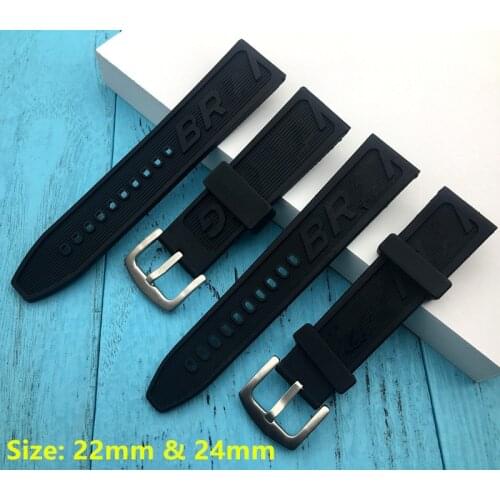 Top brand silicone Rubber Watch band 22mm 24mm Black Watchband Bracelet For navitimer/avenger/Breitling strap Wristband Buckle