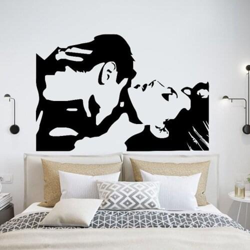 Passion Kiss Wall Sticker Love Couple Romantic men and women Wall Stickers Vinyl Art Mural Bedroom Decoration Accessories C058