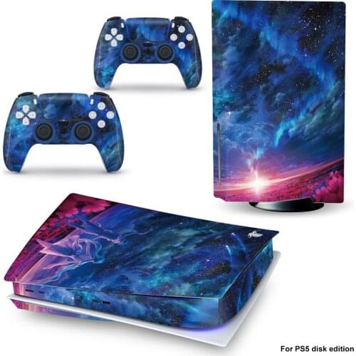 Romantic Starry Sky PS5 Disc Edition Skin Sticker for Playstation 5 Console & 2 Controllers Decal Vinyl Protective Skins Style 1