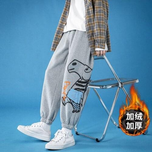 Winter Mens Harem Pant Graffiti Plus Velvet Thicken Casual Pants Warm Casual Loose Hip-hop Trousers Male Clothes Oversize