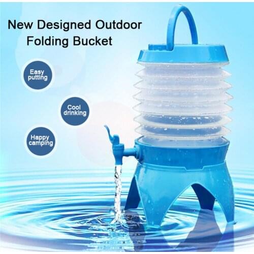 3.5/7.5/9.5L Capacity Outdoor Water Bucket Portable Folding Water Container With Faucet Outdoor Hiking Picnic Camping Water Tank