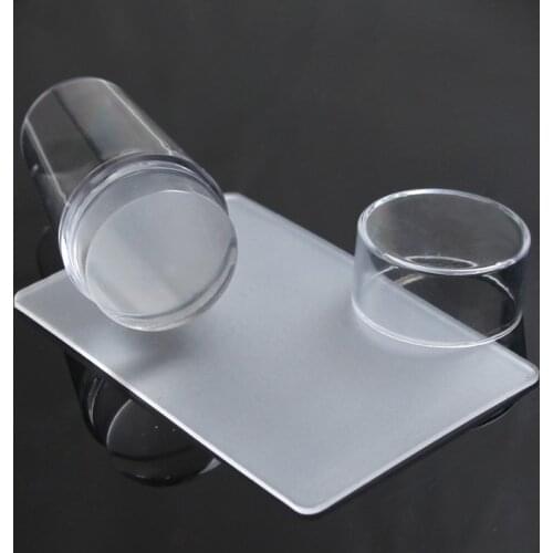 Nail Stamping Polish Printing DIY Nail Art Tips Tools 1 Set Transparent Silicone Head Seal Stamp+Pattern Scraper